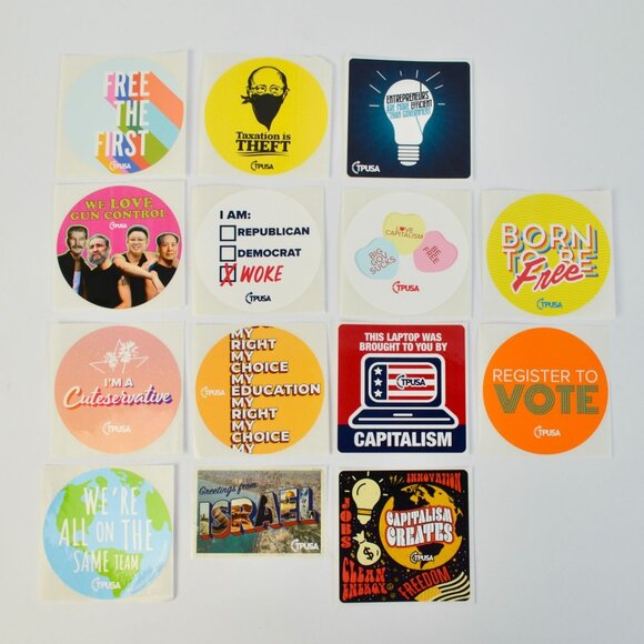 TPUSA Charlie Kirk Stickers Lot of 14 NEW No Duplicates - Picture 1 of 1